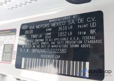 2020 Kia Rio Lx from USA, damaged, VIN 3KPA24AD7LE322380